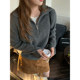 NAZ large size winter new half open collar design slit top fat girl slimming women's knitted sweater