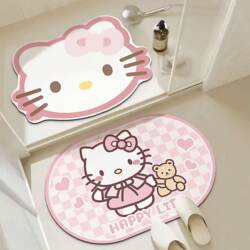 Kitty Bathroom Mat, Quick-Absorbing, Quick-Drying, Wear-Resistant Diatomaceous Earth Entryway Doormat, Water-Absorbing Non-Slip Carpet