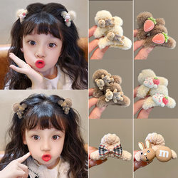 Autumn and Winter Plush Hair Clips for Children, Furry Hair Clips, Princess Hair Clips, Forehead Side Bangs Clips, Hairpins, Hair Accessories