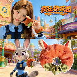 Zootopia Hair Accessories Plush Hair Ties for Girls Ponytail Hair Rope Cartoon Disney Hair Ring Children's Hair Tie