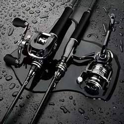 Dawa Bass Fishing Rod Set, Complete Set for Long-Distance Casting, Universal Baitcasting Reel, Carbon ml Single Rod for Bass and Mandarin Fish Fishing