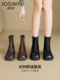 Zhuoshini boots for women 2025 spring new women's boots brown retro Martin boots thick heel plus velvet thin boots
