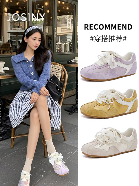 Zhuoshinid training shoes for women 2025 spring and summer new retro internet celebrity hottest flat-soled casual high-rise sports shoes
