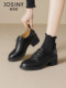 Zhuoshini black leather shoes for women 2025 spring and autumn new women's work shoes British style high heel thick heel single shoes