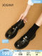Zhuosini thick-soled camellia loafers for women 2025 spring new Hepburn style single shoes retro leather shoes