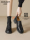 Zhuoshini black leather shoes for women 2025 spring and autumn new women's work shoes British style high heel thick heel single shoes
