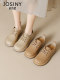 Zhuosini thick-soled Birkenstock shoes for women 2025 spring new British style soft sole single shoes round toe flat leather shoes
