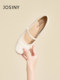 Zhuoshini white single shoes women's 2024 spring new flat shoes shallow mouth low heel leather shoes commuting Mary Zhen women's shoes