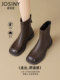 Zhuoshini boots for women 2025 spring new women's boots brown retro Martin boots thick heel plus velvet thin boots
