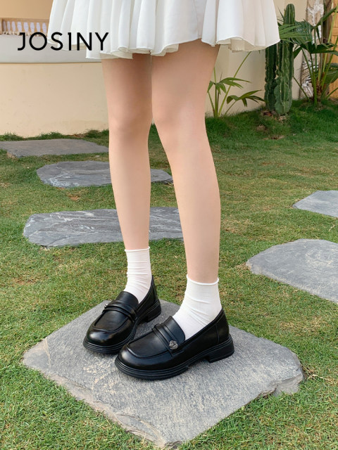 Zhuosini thick-soled loafers women's shoes 2025 spring and autumn new French retro British style single shoes soft-soled leather shoes
