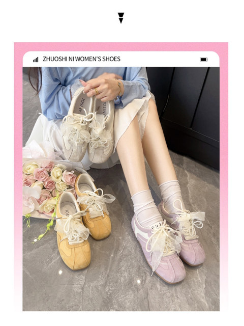 Zhuoshinid training shoes for women 2025 spring and summer new retro internet celebrity hottest flat-soled casual high-rise sports shoes