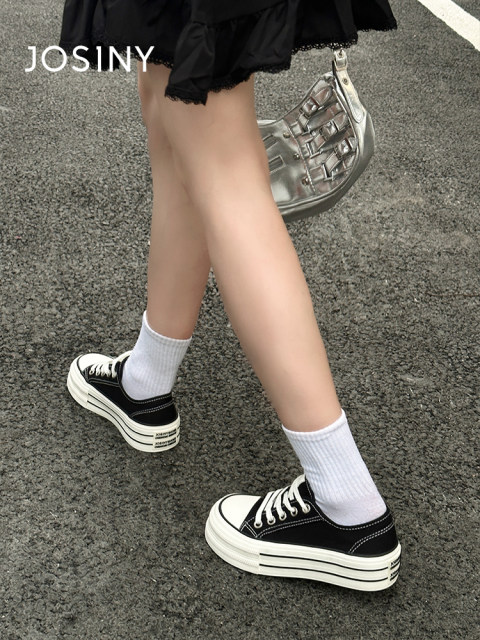 Zhuosini low top sponge cake thick-soled canvas shoes for women 2025 spring and summer new women's shoes sports shoes casual shoes