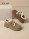 Zhuosiniga fleece snow boots for women's brown 2024 autumn and winter small leather shoes new warm fur shoes Northeast cotton shoes