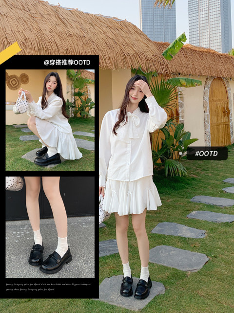 Zhuosini thick-soled loafers women's shoes 2025 spring and autumn new French retro British style single shoes soft-soled leather shoes
