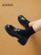 Zhuosini thick-soled camellia loafers for women 2025 spring new Hepburn style single shoes retro leather shoes