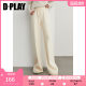 DPLAY 2025 Spring New White Pants Women's Loose Thickened Straight Pants Casual Pants