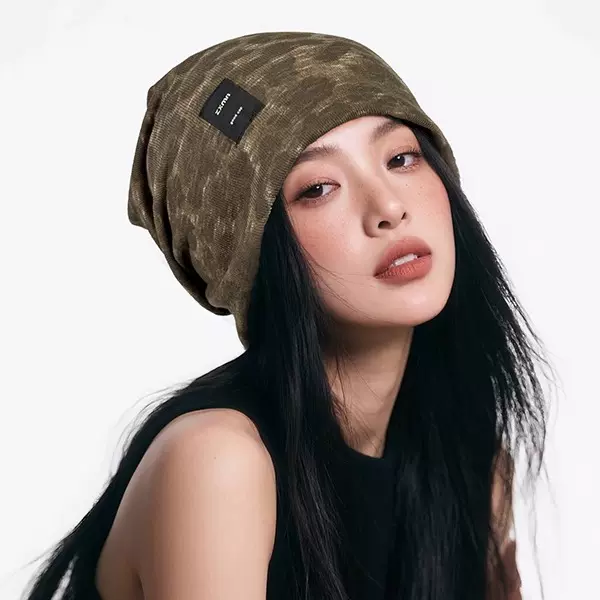 ZXMN 韩国设计师品牌复古豹纹拼色堆堆帽2025新款冷