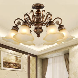 American-Style Retro Pendant Light, Downward-Facing, Suitable for Low-Ceiling Living Rooms, Simple Master Bedroom, Dining Room, Study, European-Style Wrought Iron Resin Lighting Fixtures