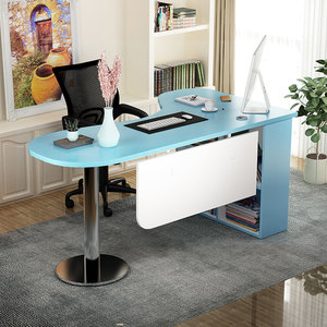 
Simple arc corner learning desk computer desk anchor office desk pet hospital outpatient treatment psychological consultation desk