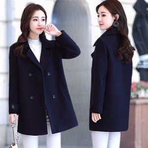 Add cotton wool outer set female 2022 autumn and winter new Korean black mid -length woolen coats are popular and thickened