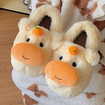 
All-inclusive warm and cute home plush cotton slippers for couples