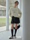 1313 slim gray fluffy flower bud short skirt for summer women's slim drawstring sports elastic skirt

