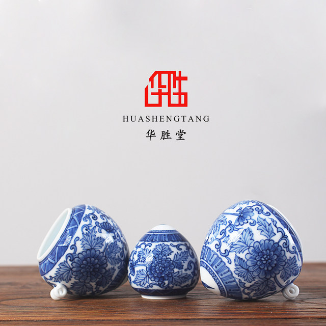 Huashengtang Jingdezhen hand -painted blue and white tangled lotus pattern Sichuan cage drawing eyebrows, bird food can, bird cup, bird cup accessories