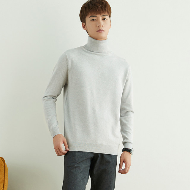 Autumn and winter new cashmere sweater men's high collar knitted ...