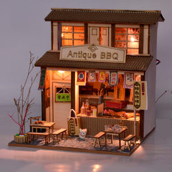 Retro DIY Cabin Chinese-Style Retro Cabin Model DIY Handmade Material Kit Street Scene Small Scene Miniature Landscape