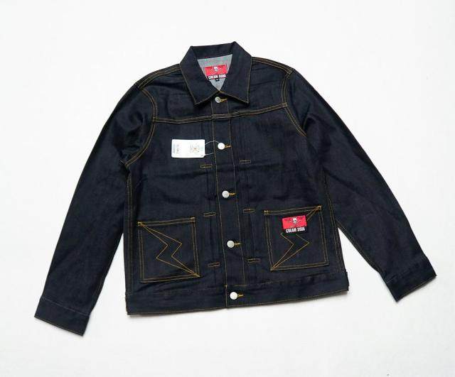 C Ice Cream Denim Jacket Black Dark Indigo Topstitch Lightning Skull