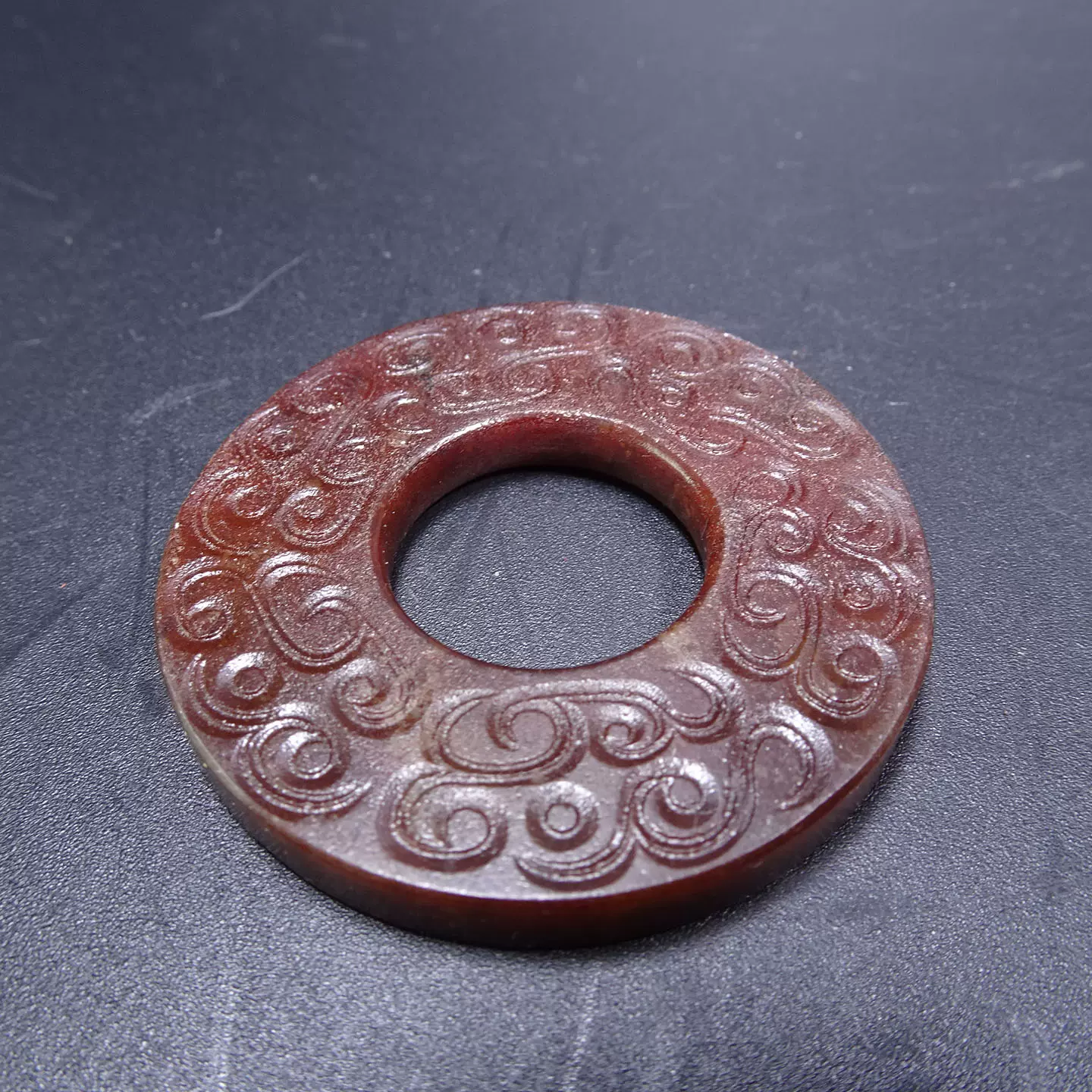 汉代高浮雕螭虎玉牌子玉璧青玉方形古玉老玉真品玉佩双面雕工古董