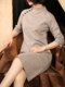 Gao luxury and elegant! Fa cabinet Gao Ding Mei Nuo Wool wool woolen wool, semi -high -necked seven -sleeved straight -sleeve big hostess dresses