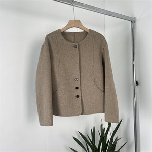 New Minimalist Round Neck Double-sided Wool Jacket