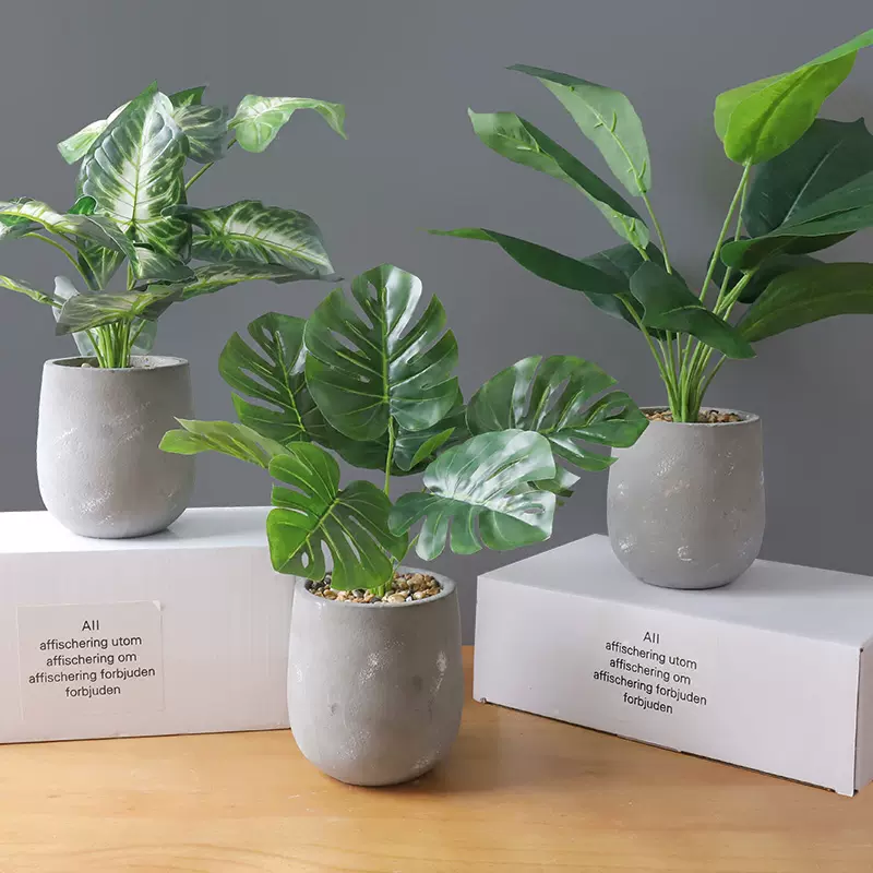 创意仿真龟背叶假盆栽植物室内房间装饰品摆设办公桌仿真