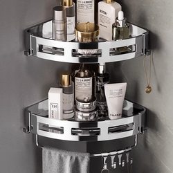 No-Drill Bathroom Triangular Shelf 304 Stainless Steel Thickened Bathroom Shower Room Storage Rack