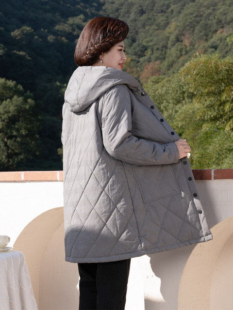 Fumu 2024 new thickened cotton jacket for women's autumn and winter mother simple mid-length style this year