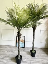 Classic Nordic Large Single-Stem Sunflower Floor-Standing Coconut Tree Artificial Green Plant Bonsai Plant Decorative Floral Arrangement