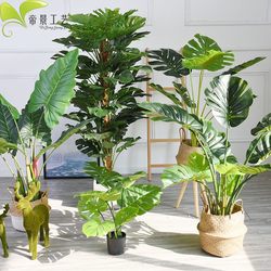 Nordic ins Artificial Monstera Bonsai Small Potted Plant Decoration Floor-Standing Plant Tree Ornament