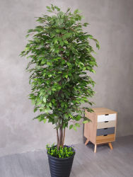 Imitation Plant Artificial Tree Fake Tree for Living Room Office 5 Branches 2m Banyan Tree Decorative Green Plant Floral Arrangement