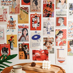 30 Retro American-Style Small Posters of Past Times in the Showa Era, Japanese Style, ins Style Cartoon Japanese Comic Decorative Cards