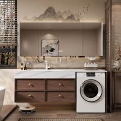 Corian Integrated Basin Honeycomb Aluminum Bathroom Cabinet Combination with Integrated Washing Machine Cabinet, Washbasin, and Sink for the Bathroom