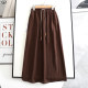 
Poetry 2025 summer new fashionable and versatile elastic waist strap red brown mid-length A-line skirt for women