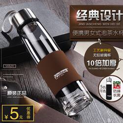 Heat-Resistant Glass Cup with Lid, Car Water Bottle, Transparent Water Cup, Creative Portable Leak-Proof Cup, Flower Tea Cup, Lemon