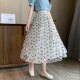 High -end French retro net gauze skirt female 2024 spring and autumn new love medium long skirt puffy skirt implanted velvet skirt
