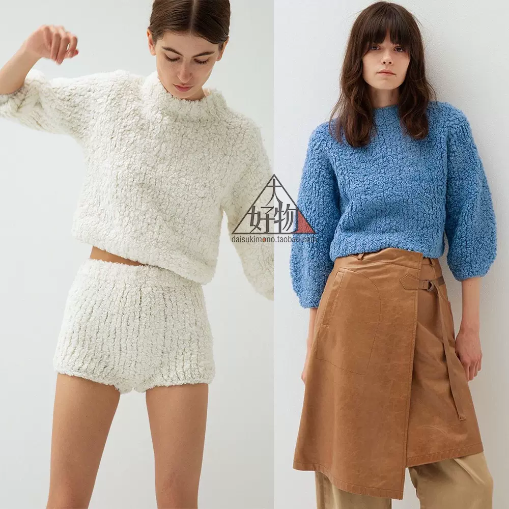 日本代购LEINWANDE Boa Hand Knitted Top 手工针织毛衣女-Taobao