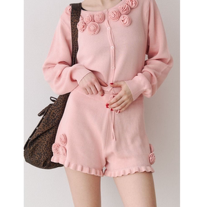 JT2026 spring and summer rayon slippery three-dimensional flower knitted lace shorts