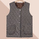 Fleece thickened cotton linen horse clip vest winter new style middle-aged and elderly people plaid vest top fashion mother vest
