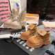 European matte leather Martin boots 2025 new letter lapel motorcycle boots big yellow boots two-wear sponge cake women's shoes