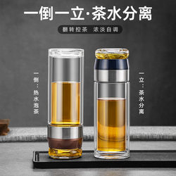 High-End Tea Separation Cup, Thickened Anti-Scald Double-Layer Glass Cup, High Borosilicate, High Temperature Resistant, Convenient Water Cup