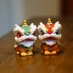 Lion Dance National Trend New Chinese-Style Ornament, Fortune-Attracting Tea Pet, Car Desktop Decoration, Cute Home Decor, Gift-Giving Cultural and Creative Product